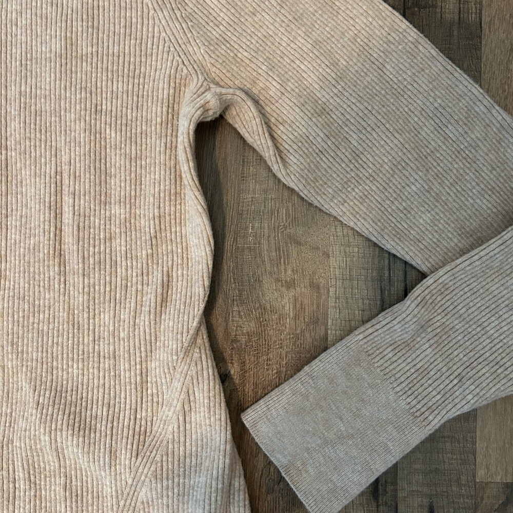 LOFT Beige Long Sleeve Dress - Picture 4 of 6